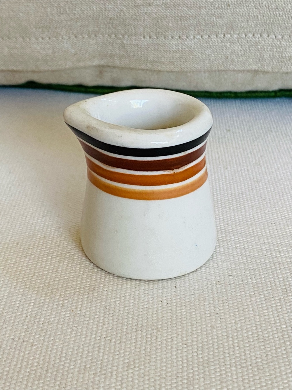 VTG Restaurant Ware Individual Creamer 1979s Stripes Brown Tan Gold 2”